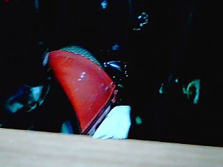 Oberschenkel hohe Stiefel rot und Körper pvc schwarz ...