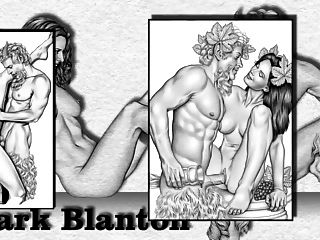 erotische Zeichnungen von marc Blanton Nymphen und Satyr 2